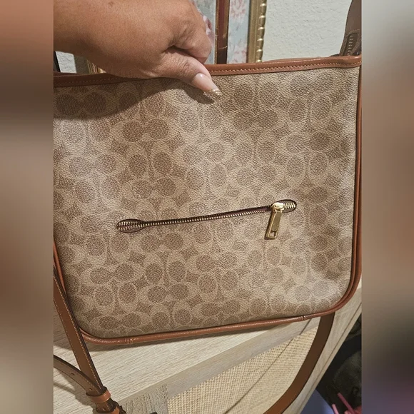 🧡 Coach Coated Canvas Tan Rust Signature Cary Shoulder Bag & Wallet Bundle - Picture 4 of 16